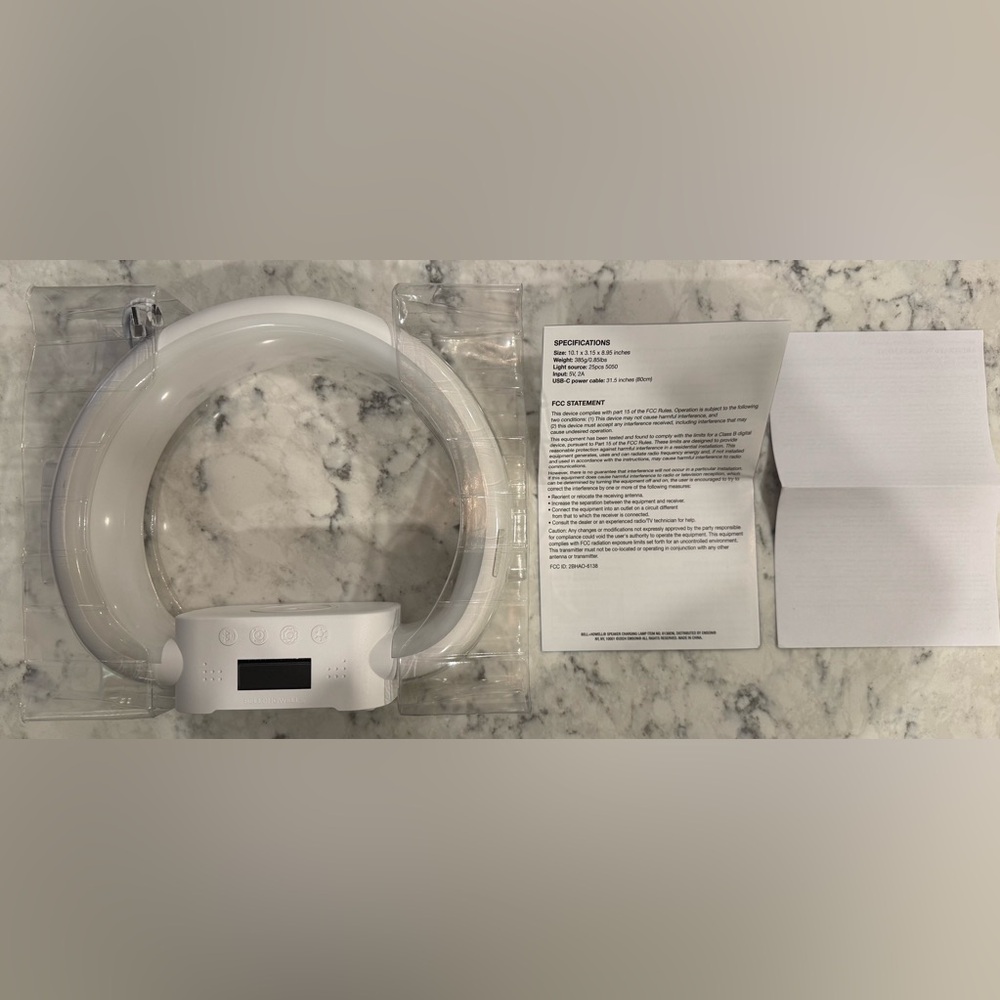 Bell + Howell Bluetooth Speaker Table Lamp Wireless Phone Charger Stand Alarm - Picture 7 of 8